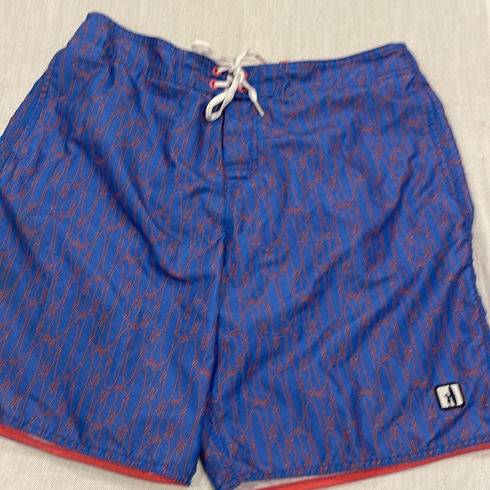 B2002 EUC Half Elastic 7" Swim Trunks JOHNNIE-O SZ LARGE SURF print boardshorts